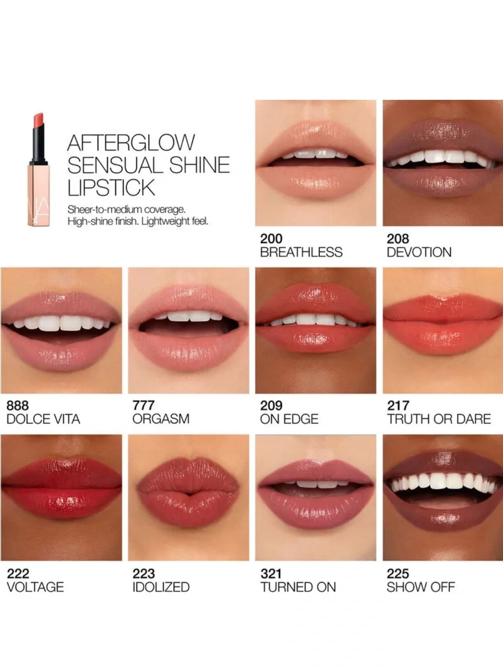 NARS Afterglow Sensual Shine Lipstick-turned on
